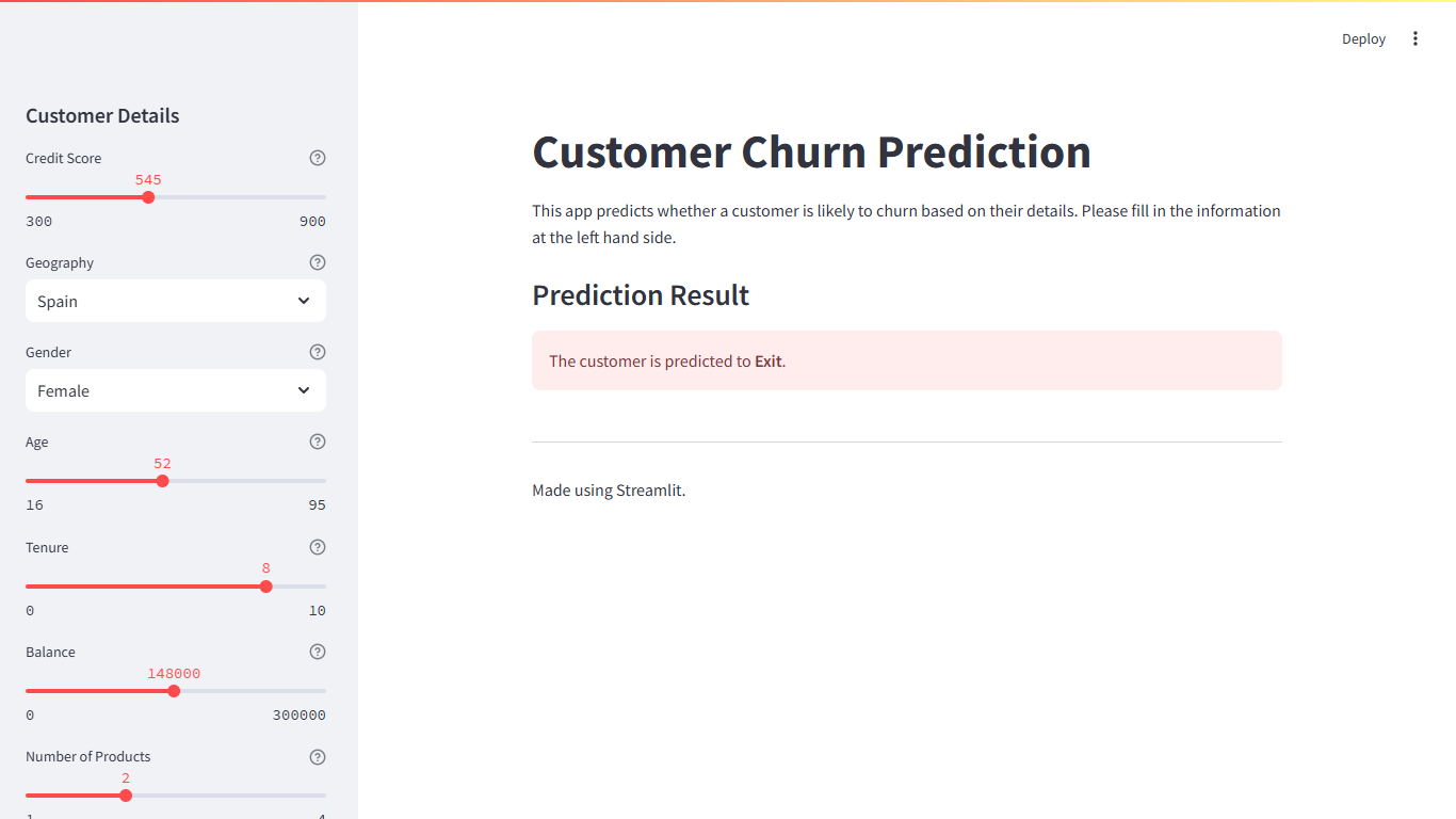 Customer Churn Screenshot