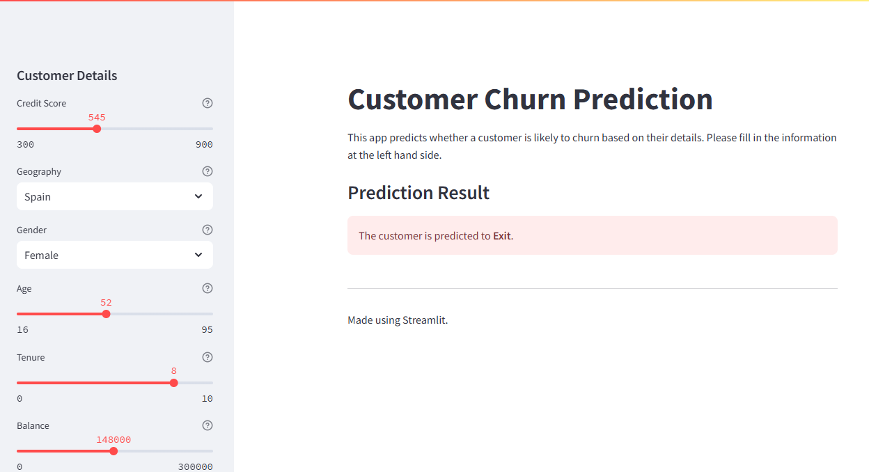 Customer Churn Screenshot