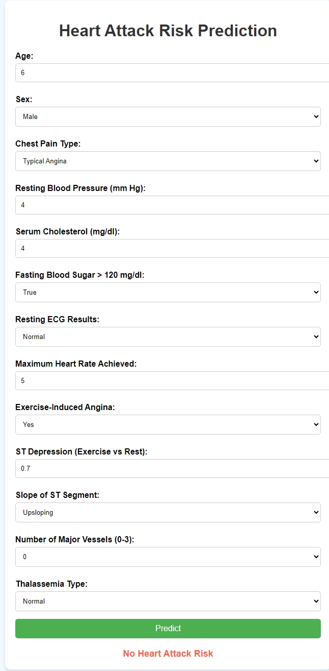 Heart Attack Prediction Screenshot